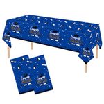 Graduation Party Tablecloth Blue Congrats Grad Plastic Table Cover Graduation Table Cloth Graduation Party Decoration Class of 2024 High School College Congratulations Graduate Party Supplies 54"x108"