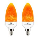 Hansang E12 LED Flame Effect Light Bulb,3 Watt Flickering Fire Bulbs,Creative Decorative Candelabra Bulbs,Emulation Flame Light for Chandelier Decoration,Vintage Lighting 2 Pack