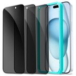 ESR 3 Pack for iPhone 15 Privacy Screen Protector, Anti-spy Tempered Glass Privacy Screen Protector, Micro-curved Edges, Case Friendly