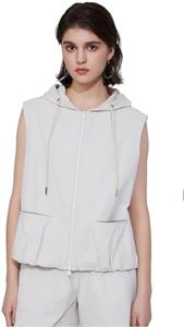Serathinan Designer Women’s Cotton Blend Hooded Vest Luxury Lightweight Sleeveless Silhouette Hoodies Sweatshirt, K2264L (US, Alpha, Large, Regular, Regular, Apricot)