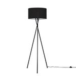 MiniSun Modern Gloss Black Metal Tripod Floor Lamp with a Black Cylinder Shade