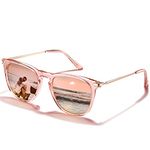 CARFIA Pink Mirrored Lightweight Small Face Sunglasses for Women Polarized UV Protection, Retro Trendy Keyhole Lady Sunnies