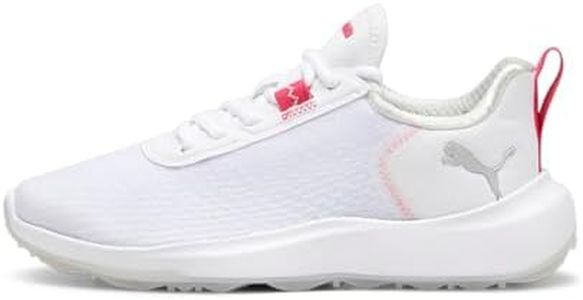 PUMA Femme Fusion Crush Sport WMNS Golf Shoe, White-Garnet Rose, 40.5 EU