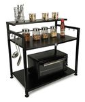 Design Tech Metal Microwave Stand & OTG Stand For Kitchen Stand Counter 3 Platform For Extra Storage With Hooks (Color:- Black)