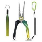 TRUSCEND Lockable Fishing Pliers Set with Fishing Wacky Rig Tool, Saltwater Resistant Teflon Coated Multi-Function Fishing Gear, Unique Hook Remover Split Ring Plier, Amazing Fishing Gifts for Men