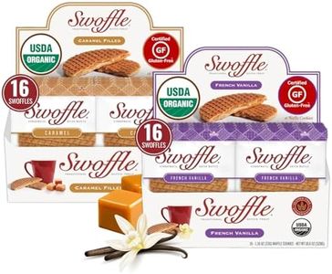 Gluten Free Organic Stroopwafels by Swoffle - Caramel Filled & French Vanilla | (2) Cases, (16) of Each Flavor | 1.16oz Wafers | non-GMO, Wheat Free, Kosher, Soy Free, Nut Free and All Natural!