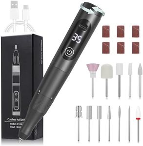 Professional Nail Drill Cordless, 35000RPM Touchscreen Portable Efile Nail Drill Kit with LCD Display for Manicure Pedicure Polishing, Foot Nail Grinder Electric Nail File Set for Home, Salon, Travel