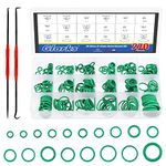 Glarks 270Pcs 18 Sizes Green Rubber O-Ring with 2 Pcs Mini Specialty Precision Pick and Hook Assortment Kit for Car Auto Vehicle Repair Air Conditioning Compressor Seals