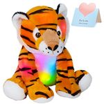 Athoinsu Light up Tiger Stuffed Animals with LED Night Light Glow in Dark Soft Plush Toy Valentine's Day Birthday for Toddlers Kids, 11''