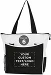 DISCOUNT PROMOS Custom Beach Tote Bag with Mesh Pockets Set of 6, Personalized Bulk Pack - Reusable, Great for Picnic, Camping, Beach, Outdoor Activities - White