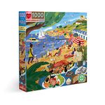 eeBoo: Piece and Love Beach Umbrellas 1000 Piece Square Adult Jigsaw Puzzle, Puzzle for Adults and Families, Glossy, Sturdy Pieces and Minimal Puzzle Dust