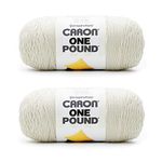 Caron One Pound Off White Yarn - 2 Pack of 454g/16oz - Acrylic - 4 Medium (Worsted) - 812 Yards - Knitting/Crochet