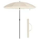 SONGMICS 1.6 m Parasol, Beach Umbrella, UPF 50+, Sun Protection, Portable Octagonal Polyester Canopy, Fibreglass Ribs, Tilt Mechanism, Carry Bag, for Beach Garden Balcony Pool, Beige GPU60WTV1