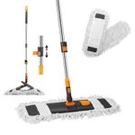 Myiosus Industrial Mop, 60cm Large Flat Floor Mop with 2 Absorbent Cotton Mop Heads for Cleaning Floors, Commercial Dust Dry Wet Mops with 126cm Telescopic Handle for Home, Garage, Office, Warehouse