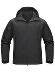 TACVASEN Casual Jackets for Men Winter Waterproof Sports Jacket Softshell Fleece Jacket Ski Skiing Snow Coat Black Fishing Hoodie Black XL