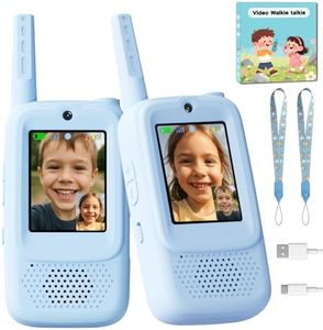 Video Walkie Talkie Toys for Age 3-12 Boys, 2 Pack Rechargeable Walkie Talkies with Screen, Christmas Birthday Gifts for Boys Kids Indoor Outdoor Camping (Blue)