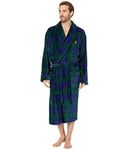 Polo Ralph Lauren Microfiber Plush Long Sleeve Shawl Collar Robe Blackwatch Plaid/Basic Gold Pony Print SM/MD