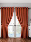 Home Sizzler 1 Piece Solid Blackout Eyelet Polyester Long Door Curtain - 8 Feet, Rust