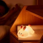 AAOVEFOX Cute Panda Night Light for Kids,7-Color Changing LED Lamp,Nursery Silicone Night Light Room Decor, Gifts for Toddler Children Teenage Girls Valentine's Day (Rabbit)