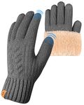 ARFNKIM Winter Thermal Gloves - Fleece Lining Touch Screen Knit Stretchy Warm Gloves for Running Skiing Cycling Riding Hiking Camping - Men Women (Gray)