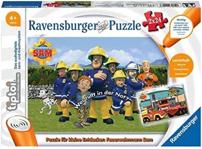 Ravensburger tiptoi Spiel 00046 Puzzle für Kleine Entdecker: Feuerwehrmann Sam - 2x24 Teile Kinderpuzzle ab 4 Jahren, für Jungen und Mädchen, 1 Spieler