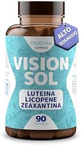 Integratore Occhi Vista Luteina e Zeaxantina Alto Dosaggio 90 Capsule Con Zinco Licopene Mirtillo Nero Vite Rossa Antiossidante Per Occhi Vitamina A B12 Vegano Vision Sol Poemia
