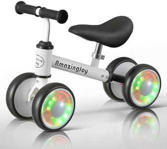 AmazingJoy Baby Balance Bike for 1-3 Year Old First Birthday Gift 12-36 Months Toddler Training Riding Toys Colorful Lighting Balance Bike No Pedal 4 Silence Wheels Adjustable Seat Children Christmas