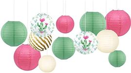 NICROHOME Cactus Party Decoration, 12 PCS Paper Lanterns Spring Decorations for Hawaiian Party, Wedding, Birthday, Engagement, Baby, Bridal Shower, Tropical Garden Adorn