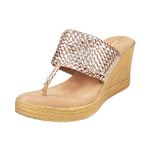 Mochi Women Rose Gold Wegde Heel Fashion Sandal UK/3 EU/36 (34-151)