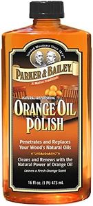 PARKER & BAILEY ORANGE OIL POLISH - Natural Orange Scented Wood Cleaner & Furniture Polish, Cleans, Renews, Restores & Rejuvenates Wood Surfaces, Protects from Drying or Cracking, Shiny Finish, 16oz