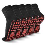 NOVAYARD 5 Pairs Non Slip Socks Non Skid Sticky Grip Socks Yoga Pilates Hospital Socks Men Women(Black,Medium)