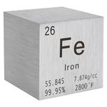 STPCTOU Iron Cube Pure Metal High Density Cube Laser Engraved Cube for Element Collection Lab Material Periodic Table of Elements Collection DIY Teacher Science Creative Gift (Iron, 1 Inch)