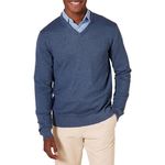 Amazon Essentials Men's V-Neck Sweater, Blue Heather, X-Large