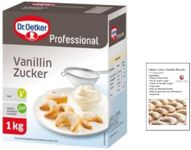 Dr Oetker Vanilla Sugar 1kg Bulk Box of Sugar - A Catering Size Pack with Helen's Own Recipe Booklet - 1000grams of Sugar - Dr Oetker Vanillin Zucker