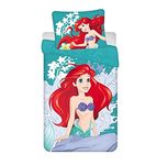 Jerry Fabrics Disney The Little Mermaid Single Duvet and Pillow Set | Girls Bedding sets | Featuring The Iconic Ariel, Blue