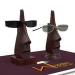 Wooden Twist Nose Shaped Spectacle Holder Specs Stand for Office Desktop (Square & Round, Set of 2) Handmade Wooden Eyeglass Holder, Unique Desk Organizer