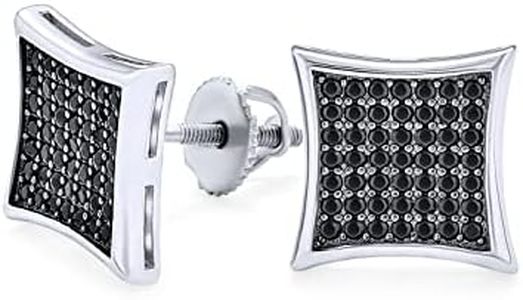 Pendientesboton Negro Cuadrado Cometa Cz Micro Pave Cubic Zirconia Para Mujer Para .925 Plata Atornillar 11Mm