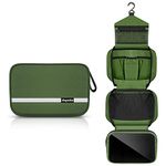 dopobo Travel Toiletry Bag for Women, Dopp Kit for Men, Waterproof Makeup Bag Shaving Bag with Hanging Hook, Portable Toiletry Organizer for Traveling and Camping, Army Green