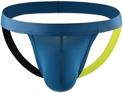 Mens Jockstraps Athletic Supporters Cotton Thongs Sport Underwear Sexy Bikini (US, Alpha, X-Large, Regular, Regular, Blue)