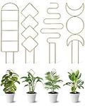 4 Pack Indoor Climbing Plant Trellis, Small Trellis for Potted Plants Outdoor, Metal Garden Trellis Plant Support Trellis with Different Patterns for Vine Ivy Flower (Golden)