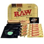 Raw Bundle Rolling Kit - Raw Rolling Tray, Raw King Size Rolling Papers, Raw Roller Machine, Raw Filters Tips, Smelly Proof Bags, Rolling Ace Scoop Card - King Size Organic Rolling Papers