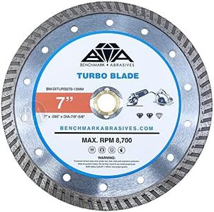 Benchmark Abrasives 7 Inch Hot Pressed Sintered Turbo Diamond Blade for Angle Grinder with Steel Core for Cutting Brick Ceramic Tile Granite Marble 7” Circular Saw Concrete Masonry Brick - (10 Pack)