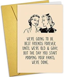 Nchigedy Funny Birthday Card for Best Friend, Humorous Friendship Card for Her, Hilarious Pooping Pants Friend Card for Bestie