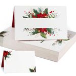 50 Packs Christmas Place Cards with Christmas Leaves Christmas Table Name Place Cards Greeting Cards Seat Cards Christmas Decorative Placement Tags Xmas Party Place Cards for Christmas Decorations