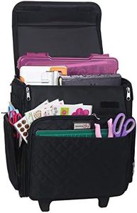 Everything Mary Rolling Craft Bag, Black Quilted - Papercraft Tote with Wheels for Scrapbook & Art Storage - Organizer Case for IRIS Boxes, Supplies, and Accessories - for Teachers & Medical