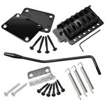 Swhmc Black 6 Strings Electric Guitar Tremolo Bridge Bar Kit with Neck Plate Reinforce Board for Fender Strat Guitar Replacement