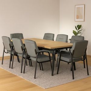 Naomi Home Faux Leather Stackable Office Guest Chairs – Reception Chairs with Armrests for Lobby, Clinic, Medical Waiting Room or Conference Room Seating - Gray, Set of 8