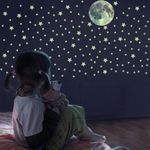 FFL Dreams Glow in The Dark Stars and Full Moon, Luminous Glowing Adhesives for Wall, Bedroom, Ceiling and Living Room Decoration. Realistic Star Shaped Stickers No Dots No Squares Set.