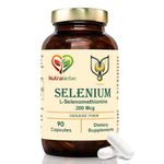 NutraLiebe Selenium High Strength - Essential Trace Mineral for Thyroid, Immune System, Hair, Skin & Nails, 90 Capsules