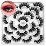 DYSILK Lashes False Eyelashes - 10 Pairs 6D 18mm Faux Lashes Pack - Lashes Mink Long Natural Look Reusable Fake Eyelashes Wispy Fluffy Cat Eye Soft